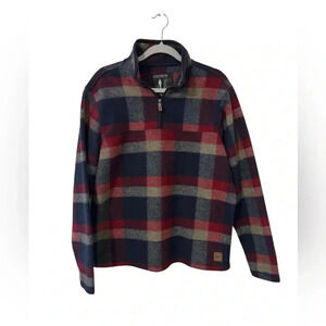 John Wayne Stock & Supply Plaid Western Flannel Quarter Zip M